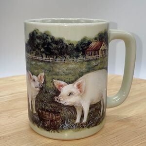 Otigiri Vintage Ceramic Pig Farmhouse Graphics Mug